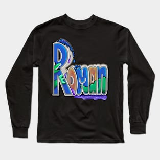 Roman first name dinosaur themed personalized custom Roman Long Sleeve T-Shirt